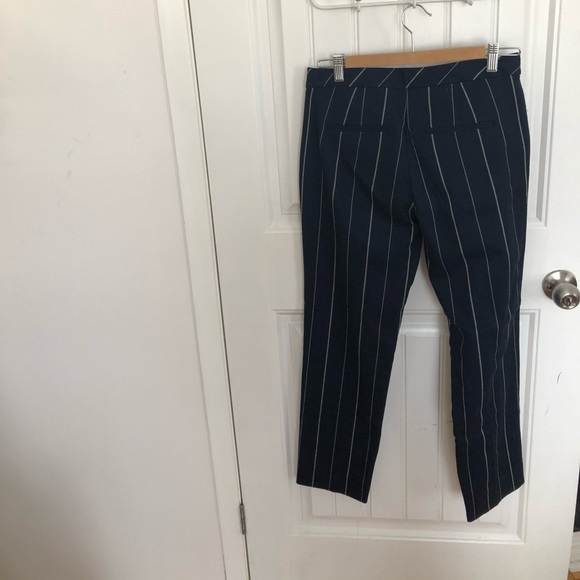 Navy and White Pinstripe Slim Pants - Picture 2 of 4